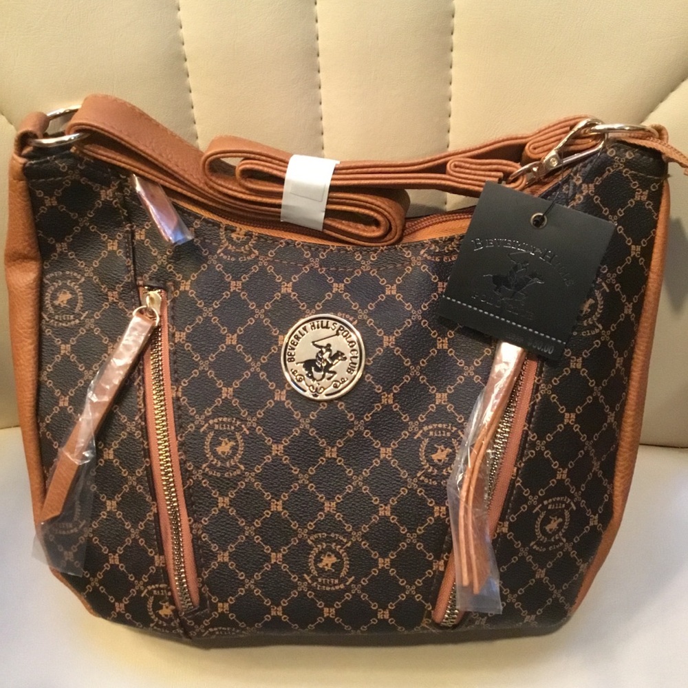 Beverly Hills Polo Club Brown & Tan Crossbody Purse - New with Tag